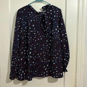 Eloquii Size 18 purple blue black and white cheetah print blouse